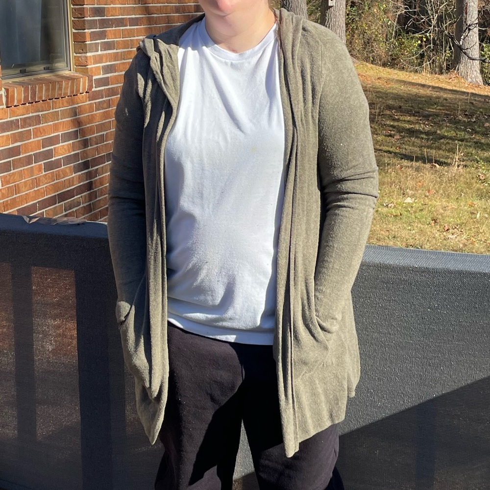 Hooded Cardigan Made From Italian Yarn